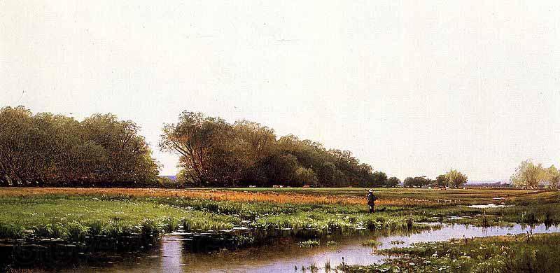 Alfred Thompson Bricher Hunter in the Meadows of Old Newburyport, Massachusetts Norge oil painting art